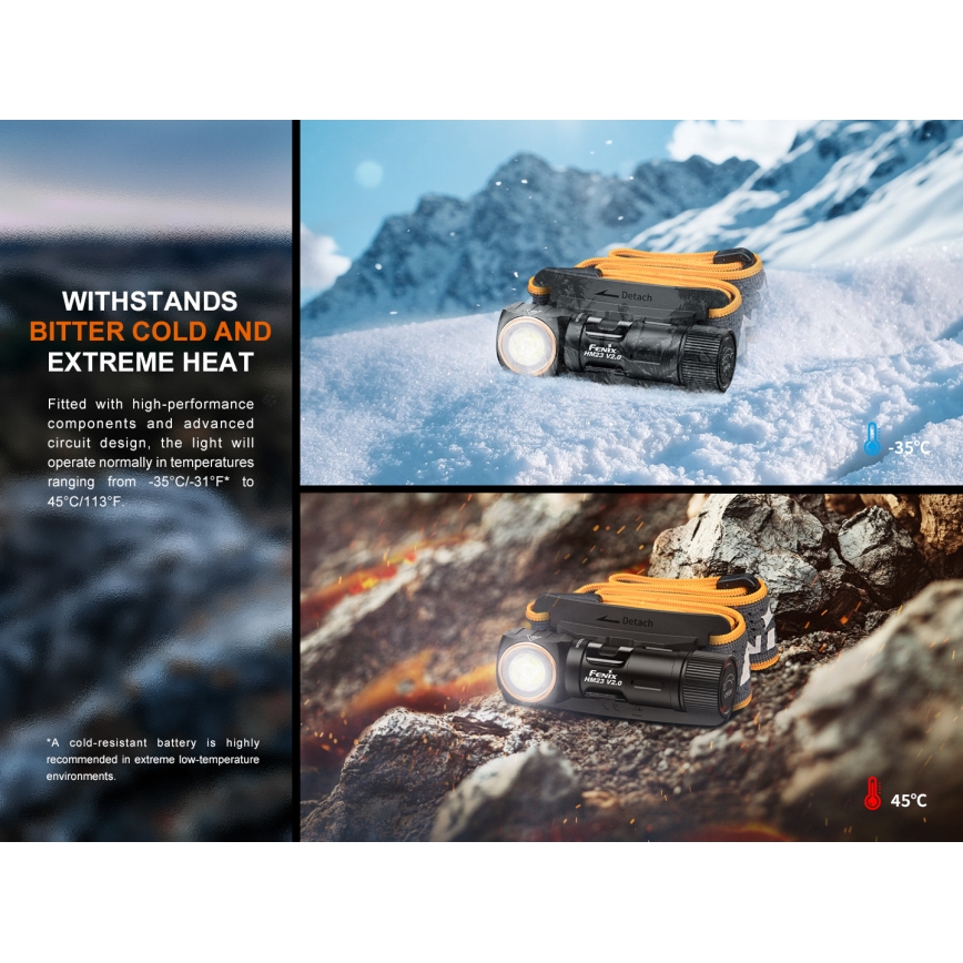 Fenix HM23V20 - LED Dimmable headlamp LED/1xAA IP68 300 lm 100 h