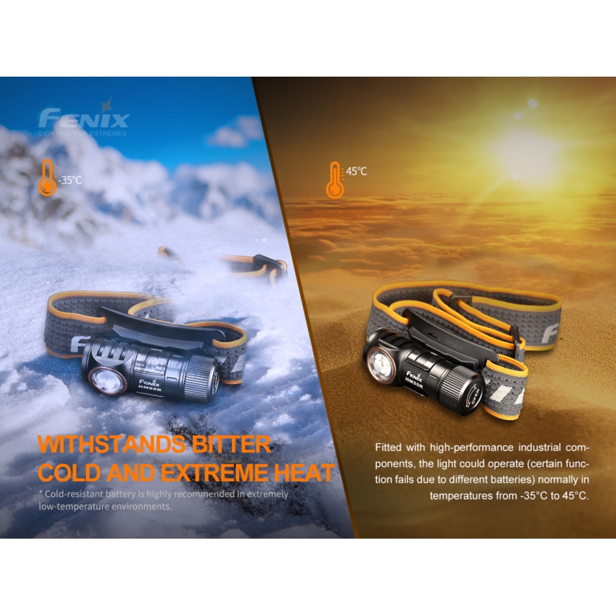 Fenix HM50RV20 - LED Rechargeable headlamp 3xLED/1xCR123A IP68 700 lm 120 hrs