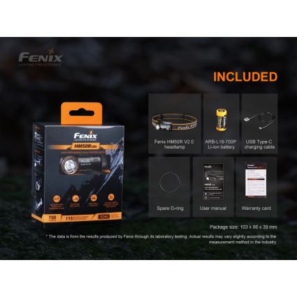 Fenix HM50RV20 - LED Rechargeable headlamp 3xLED/1xCR123A IP68 700 lm 120 hrs