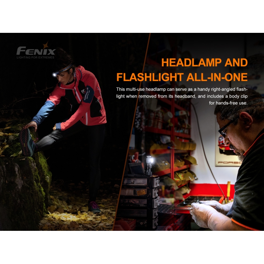 Fenix HM50RV20 - LED Rechargeable headlamp 3xLED/1xCR123A IP68 700 lm 120 hrs