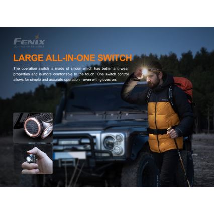 Fenix HM50RV20 - LED Rechargeable headlamp 3xLED/1xCR123A IP68 700 lm 120 hrs