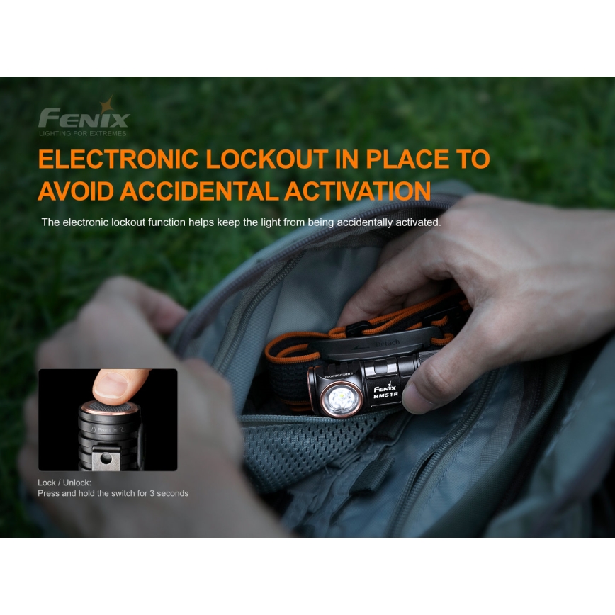 Fenix HM51RV20 - LED Rechargeable headlamp 3xLED/1xCR123A IP68 700 lm 120 hrs
