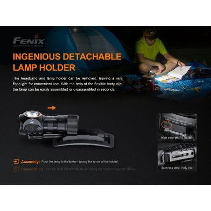 Fenix HM51RV20 - LED Rechargeable headlamp 3xLED/1xCR123A IP68 700 lm 120 hrs