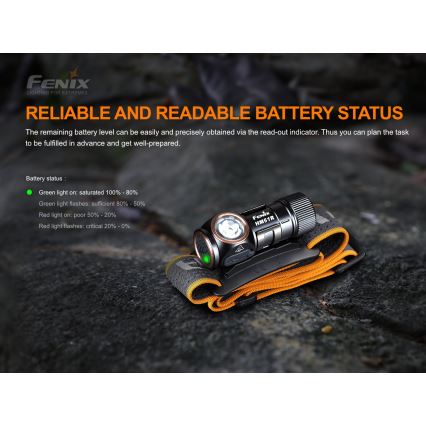 Fenix HM51RV20 - LED Rechargeable headlamp 3xLED/1xCR123A IP68 700 lm 120 hrs