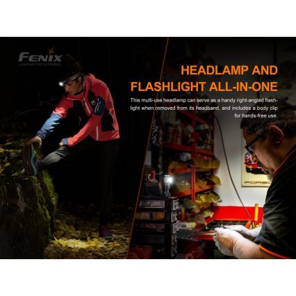 Fenix HM51RV30 - LED Dimmable Rechargeable Headlamp LED/USB/1xCR123A 950 mAh IP68 860 lm 125 h Orange