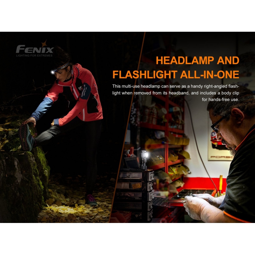 Fenix HM51RV30 - LED Dimmable Rechargeable Headlamp LED/USB/1xCR123A 950 mAh IP68 860 lm 125 h Orange