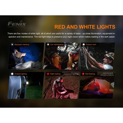 Fenix HM51RV30 - LED Dimmable Rechargeable Headlamp LED/USB/1xCR123A 950 mAh IP68 860 lm 125 h Orange