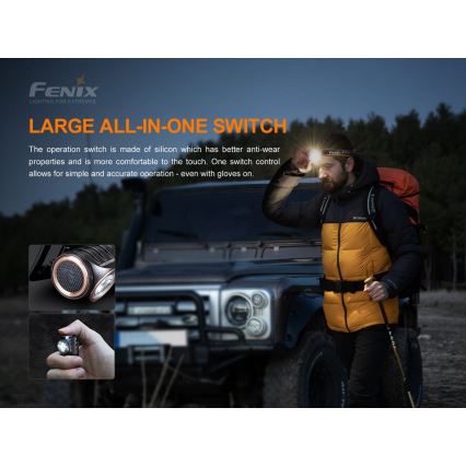 Fenix HM51RV30 - LED Dimmable Rechargeable Headlamp LED/USB/1xCR123A 950 mAh IP68 860 lm 125 h Orange