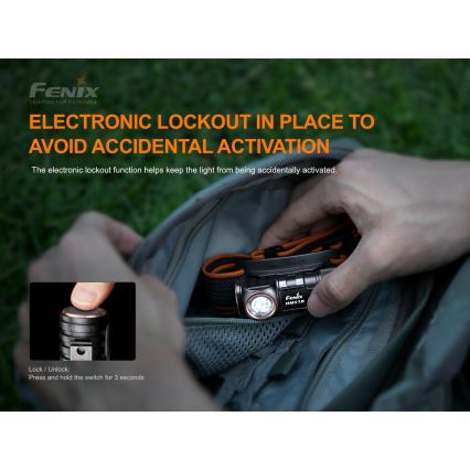Fenix HM51RV30 - LED Dimmable Rechargeable Headlamp LED/USB/1xCR123A 950 mAh IP68 860 lm 125 h Orange