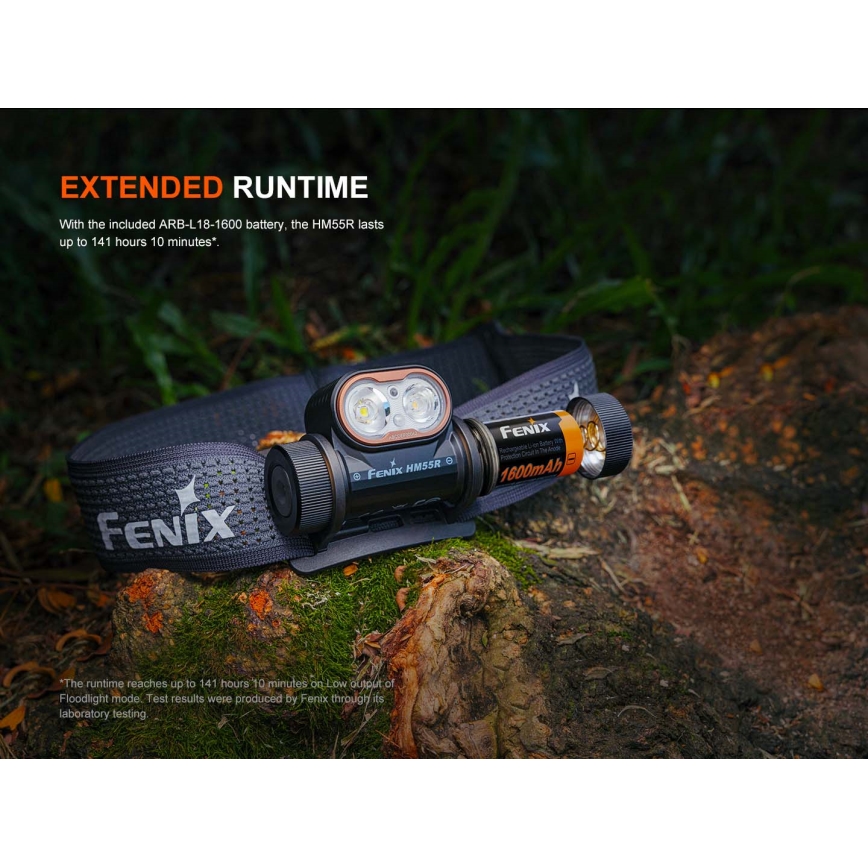 Fenix HM55RABL - LED Dimmable Rechargeable Headlamp LED/USB/1xCR123A 1600 mAh IP68 1200 lm 141.2 h Black