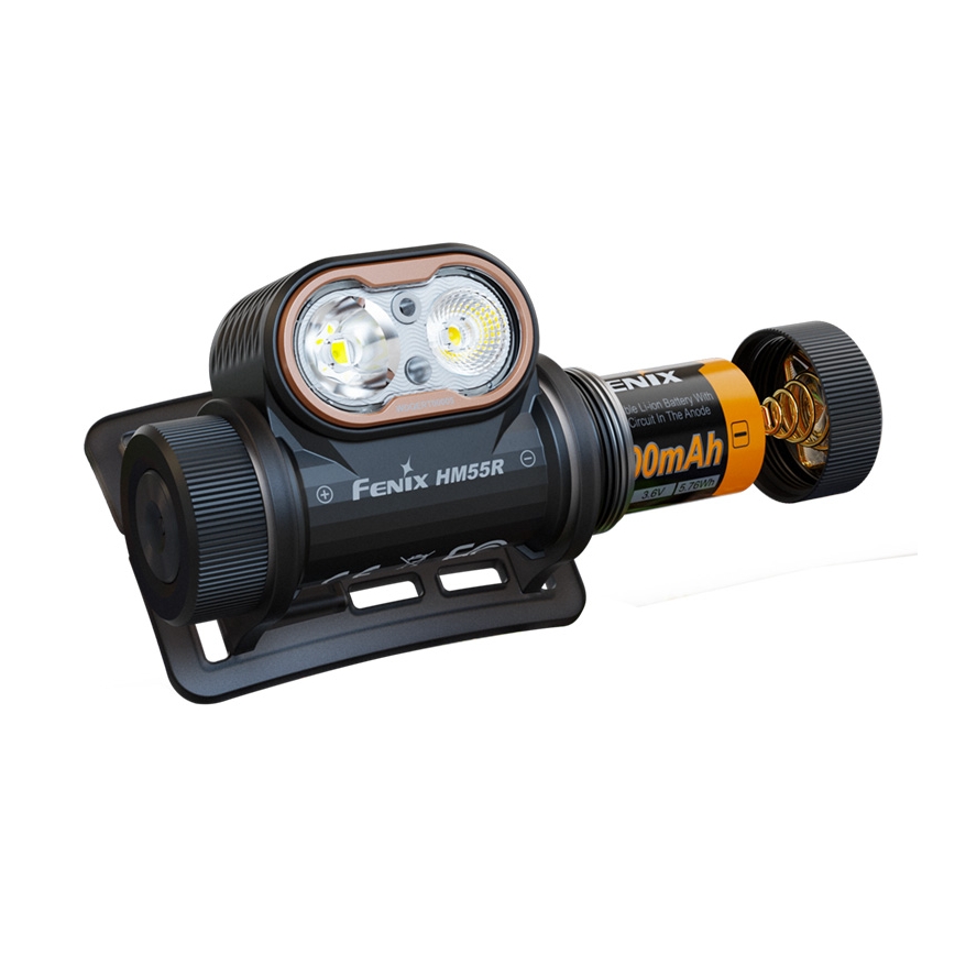 Fenix HM55RABL - LED Dimmable Rechargeable Headlamp LED/USB/1xCR123A 1600 mAh IP68 1200 lm 141.2 h Black