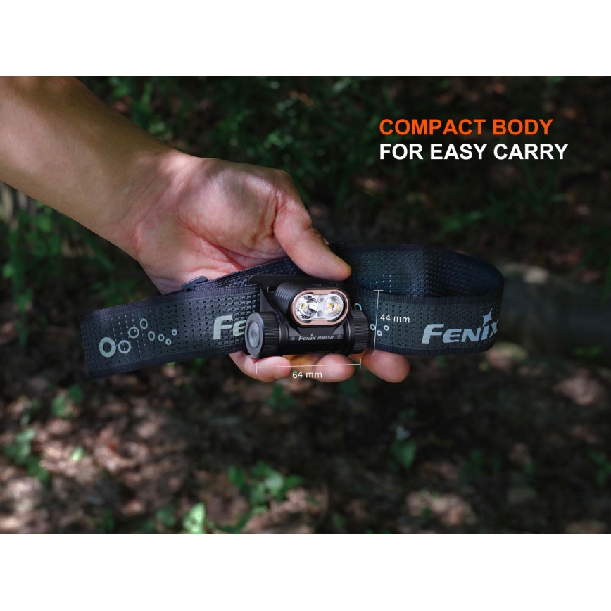 Fenix HM55RABL - LED Dimmable Rechargeable Headlamp LED/USB/1xCR123A 1600 mAh IP68 1200 lm 141.2 h Black