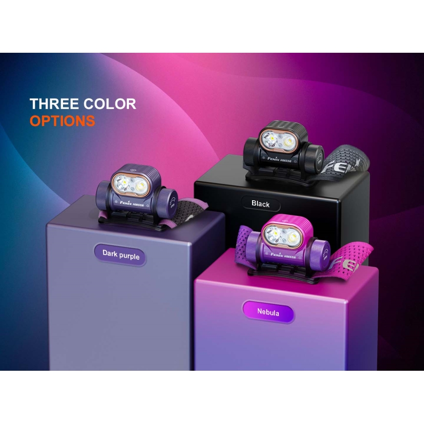 Fenix HM55RNBL - Dimmable LED Rechargeable Headlamp LED/USB/1xCR123A 1600 mAh IP68 1200 lm 141.2 h Purple