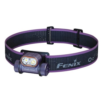 Fenix HM55RPRP - Dimmable rechargeable LED headlamp LED/USB/1xCR123A 1600 mAh IP68 1200 lm 141.2 h purple/black