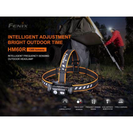 Fenix HM60R - LED Dimmable rechargeable headlamp 4xLED/2xCR123A IP68 1300 lm 300 h