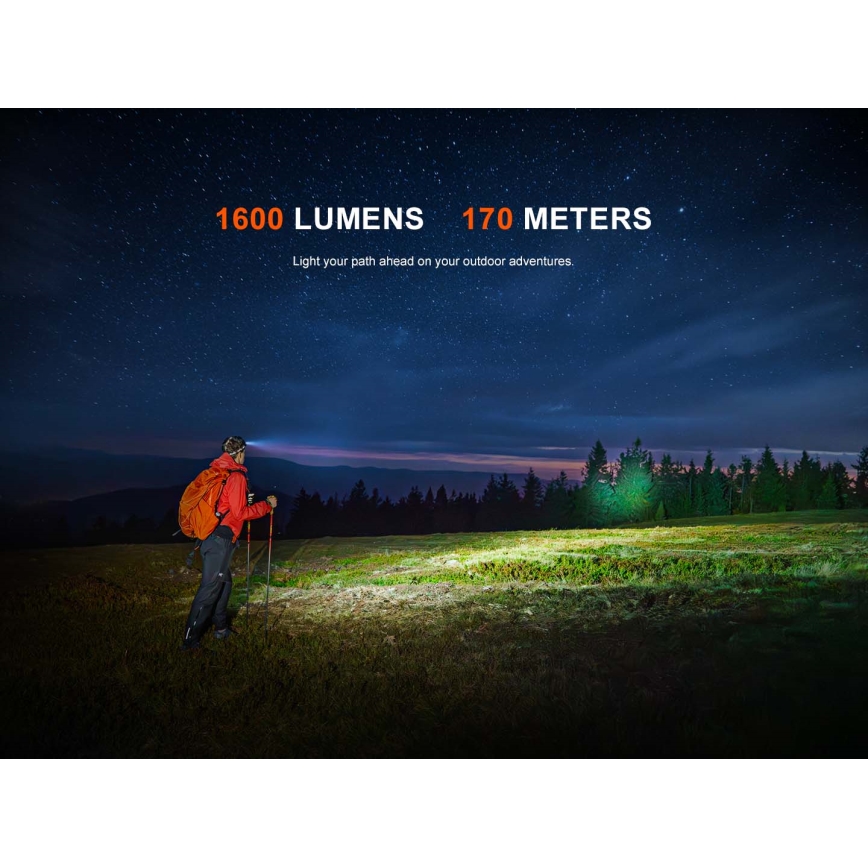 Fenix HM60RV20 - Dimmable LED Rechargeable Headlamp LED/USB 4000 mAh IP68 1600 lm 292 h Orange