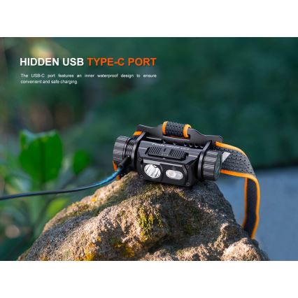 Fenix HM60RV20 - Dimmable LED Rechargeable Headlamp LED/USB 4000 mAh IP68 1600 lm 292 h Orange