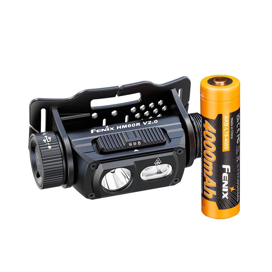 Fenix HM60RV20 - Dimmable LED Rechargeable Headlamp LED/USB 4000 mAh IP68 1600 lm 292 h Orange