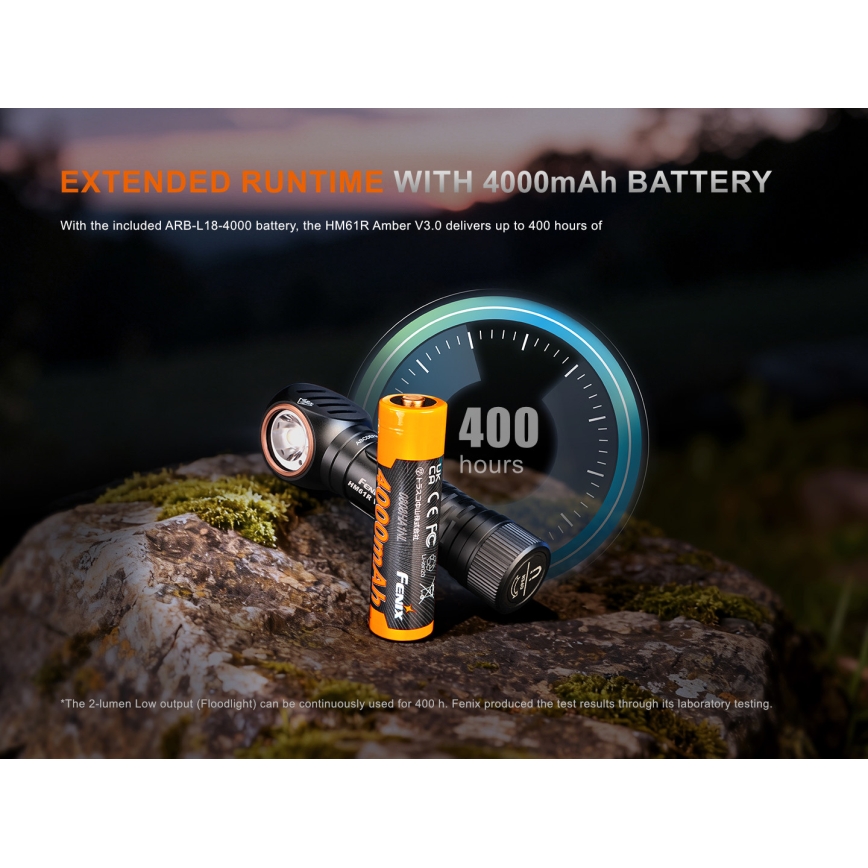 Fenix HM61RV30 - Dimmable Rechargeable LED Headlamp LED/USB/1xCR123A 4000 mAh IP68 1800 lm 400 h Black