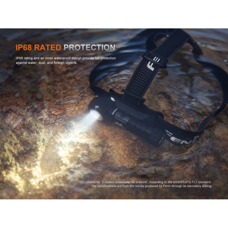 Fenix HM61RV30 - Dimmable Rechargeable LED Headlamp LED/USB/1xCR123A 4000 mAh IP68 1800 lm 400 h Black