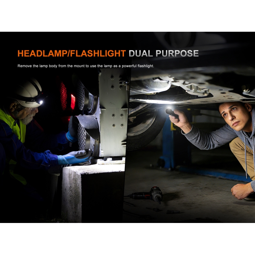 Fenix HM61RV30 - Dimmable Rechargeable LED Headlamp LED/USB/1xCR123A 4000 mAh IP68 1800 lm 400 h Black