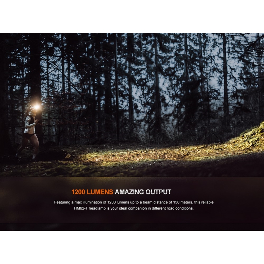 Fenix HM62TMGM - LED Dimmable rechargeable headlamp LED/USB IP68 1200 lm 280 h
