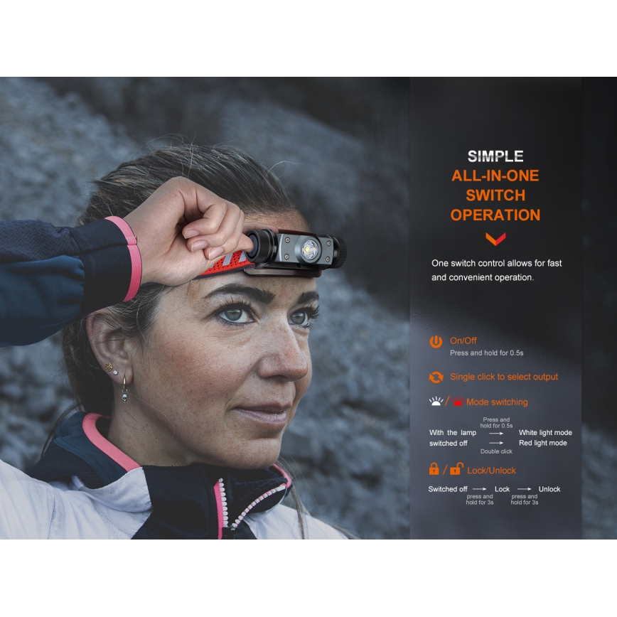 Fenix HM62TMGM - LED Dimmable rechargeable headlamp LED/USB IP68 1200 lm 280 h