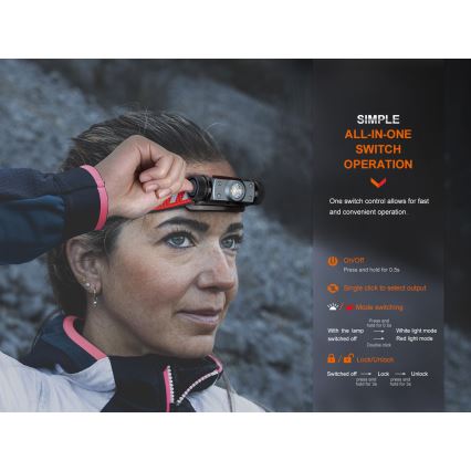 Fenix HM62TMGM - LED Dimmable rechargeable headlamp LED/USB IP68 1200 shiny 280 h 3400 mAh