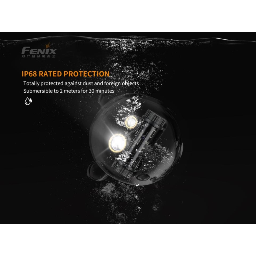 Fenix HM65R - LED echargeable headlamp 2xLED/2xCR123A IP68 1400 lm 300 hrs