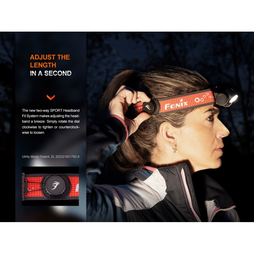 Fenix HM65RTV20PRP - LED Dimmable rechargeable headlamp LED/USB IP68 1600 lm 300h black/purple