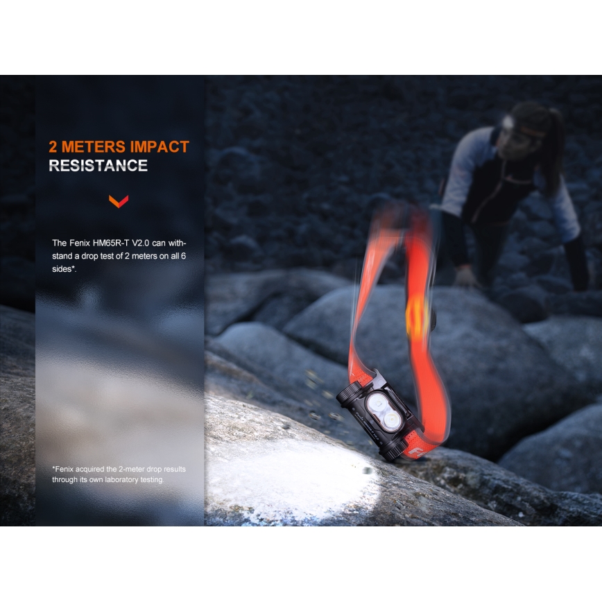 Fenix HM65RTV20PRP - LED Dimmable rechargeable headlamp LED/USB IP68 1600 lm 300h black/purple