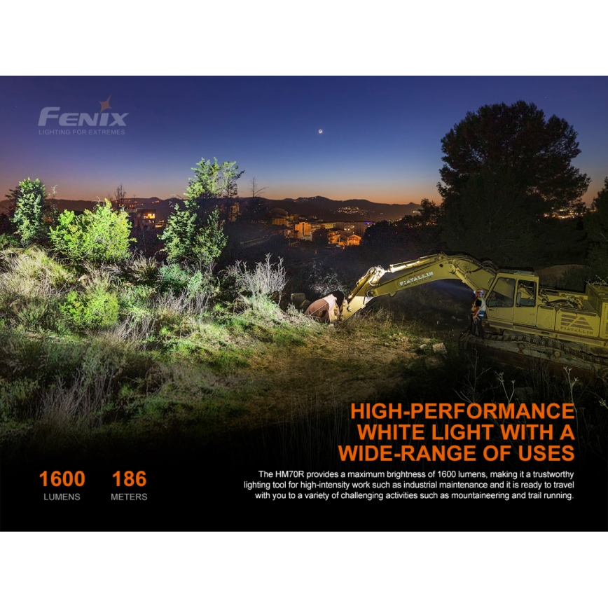 Fenix HM70R - LED Rechargeable headlamp 4xLED/1x21700 IP68 1600 shiny 800 h 5000 mAh