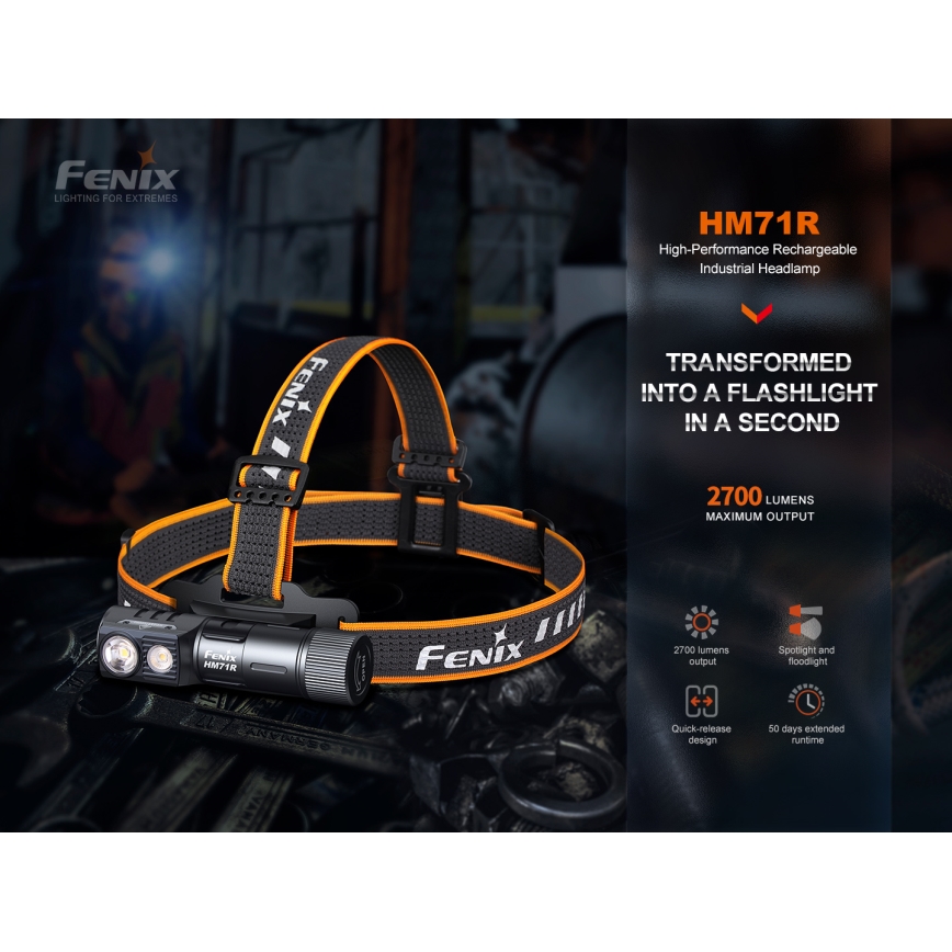 Fenix HM71R - LED Rechargeable headlamp LED/USB IP68 2700 lm 400 h