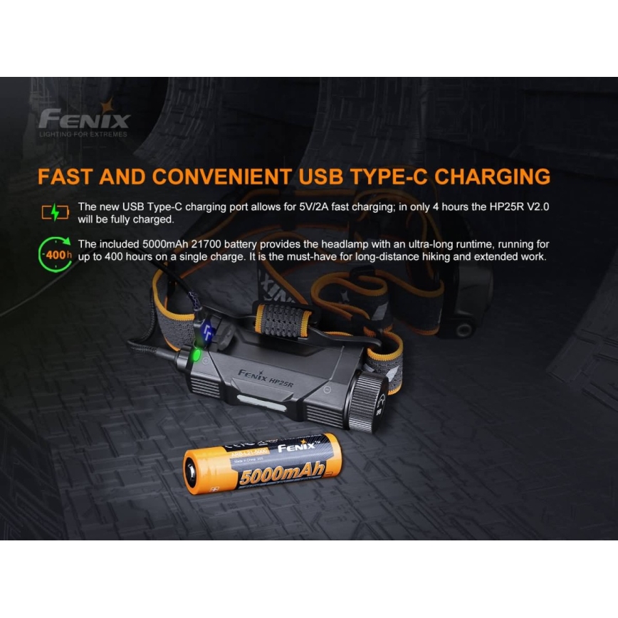 Fenix HP25RV20 - LED Dimmable rechargeable headlamp 3xLED/1x21700 IP66 1600 lm 800 h