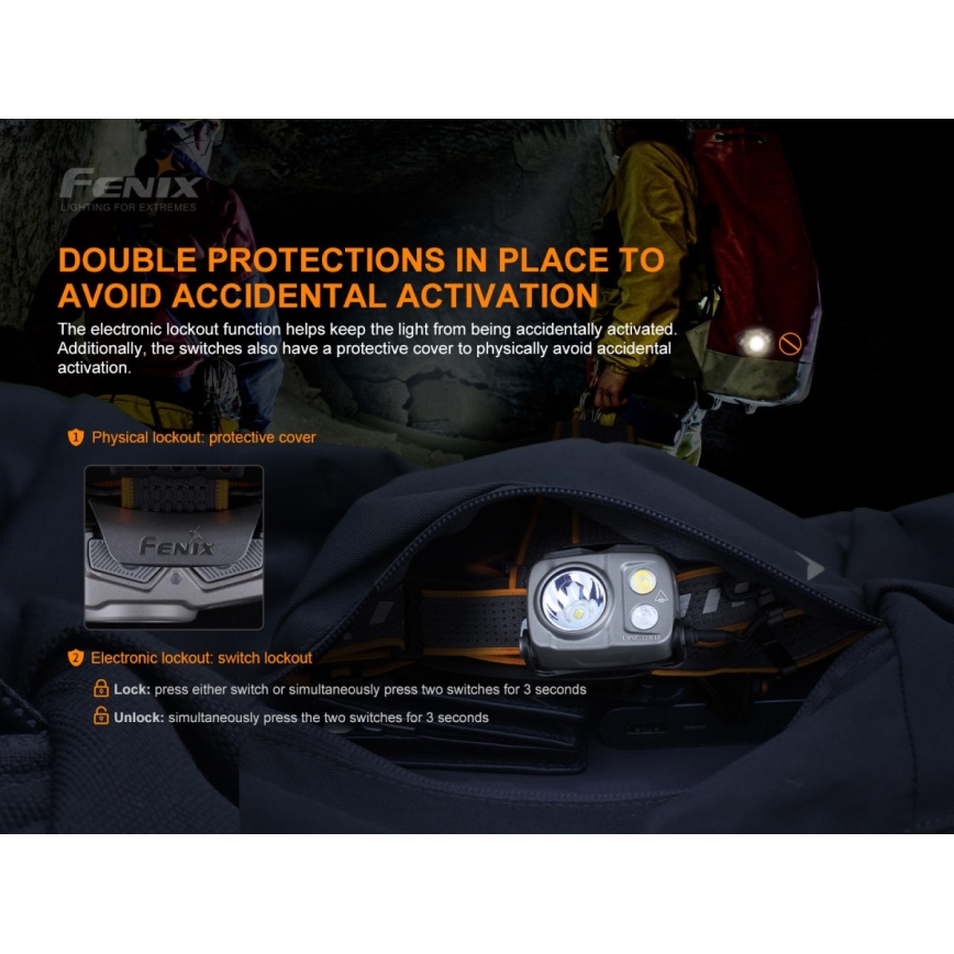Fenix HP25RV20 - LED Dimmable rechargeable headlamp 3xLED/1x21700 IP66 1600 lm 800 h