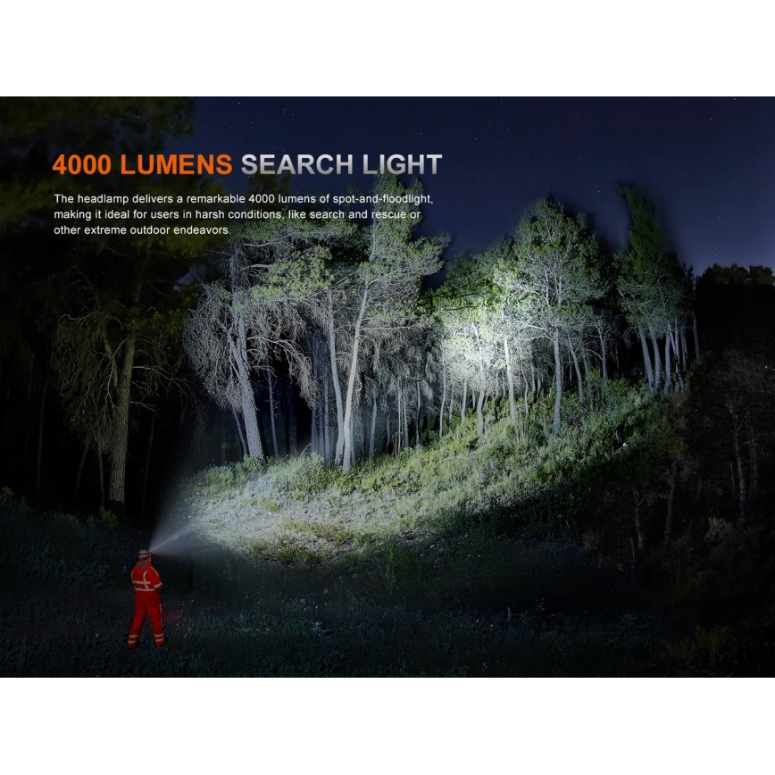 Fenix HP35R - Dimmable LED Rechargeable Headlamp LED/USB 5000 mAh IP66 4000 lm 500 h Black