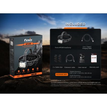 Fenix HP35R - Dimmable LED Rechargeable Headlamp LED/USB 5000 mAh IP66 4000 lm 500 h Black