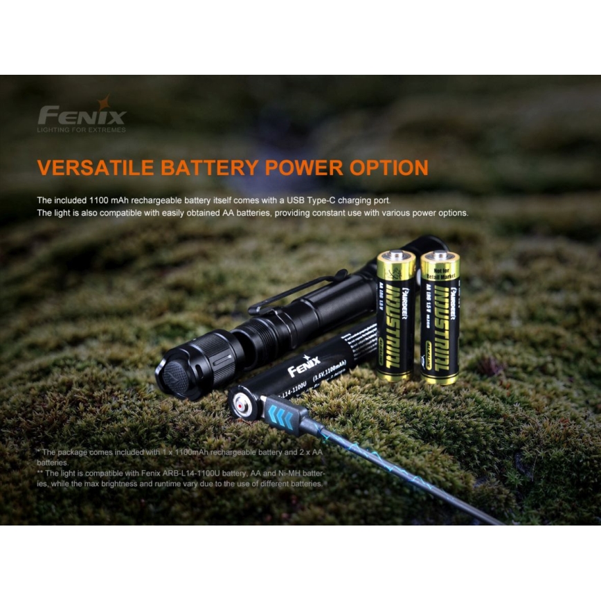 Fenix LD22V20 - LED Rechargeable flashlight LED/USB IP66 800 lm 220 hrs