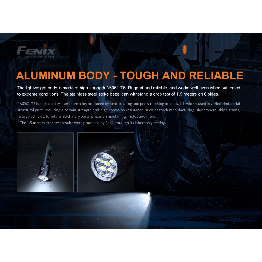 Fenix LR35R - LED Rechargeable flashlight 6xLED/2x21700 4000 mAh IP68 10000 lm 80 hrs