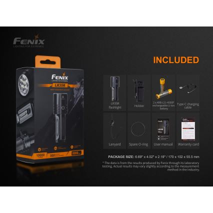 Fenix LR35R - LED Rechargeable flashlight 6xLED/2x21700 4000 mAh IP68 10000 lm 80 hrs