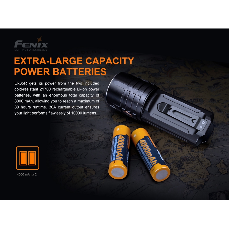 Fenix LR35R - LED Rechargeable flashlight 6xLED/2x21700 4000 mAh IP68 10000 lm 80 hrs