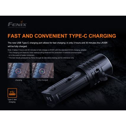 Fenix LR35R - LED Rechargeable flashlight 6xLED/2x21700 4000 mAh IP68 10000 lm 80 hrs