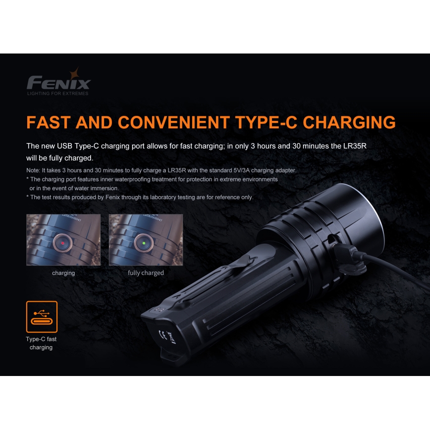 Fenix LR35R - LED Rechargeable flashlight 6xLED/2x21700 4000 mAh IP68 10000 lm 80 hrs