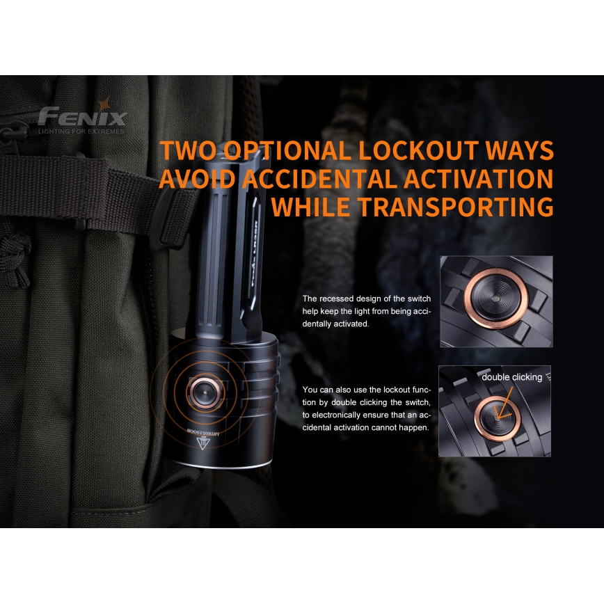 Fenix LR35R - LED Rechargeable flashlight 6xLED/2x21700 4000 mAh IP68 10000 lm 80 hrs