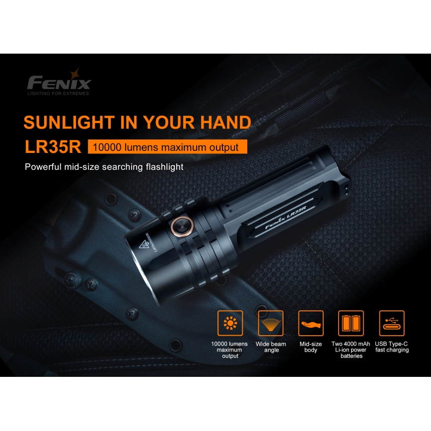 Fenix LR35R - LED Rechargeable flashlight 6xLED/2x21700 4000 mAh IP68 10000 lm 80 hrs