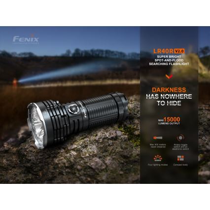 Fenix LR40RV20 - LED Rechargeable flashlight LED/USB IP68 15000 lm 177 h 5000 mAh