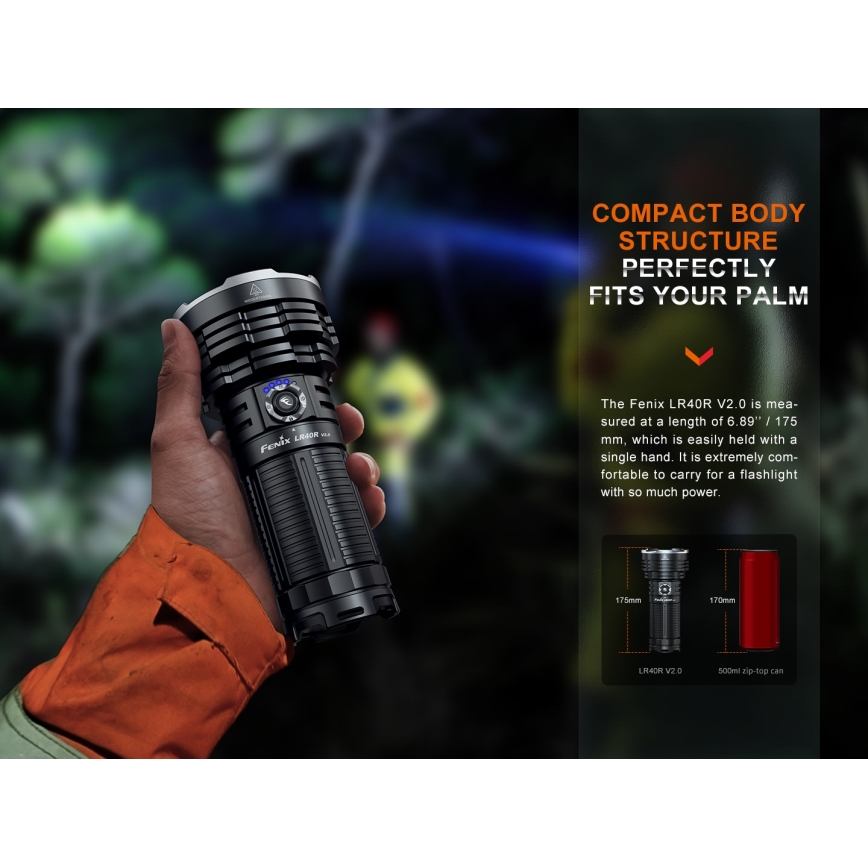 Fenix LR40RV20 - LED Rechargeable flashlight LED/USB IP68 15000 lm 177 h 5000 mAh