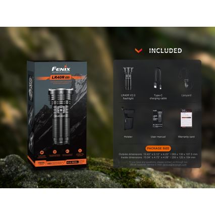 Fenix LR40RV20 - LED Rechargeable flashlight LED/USB IP68 15000 lm 177 h 5000 mAh