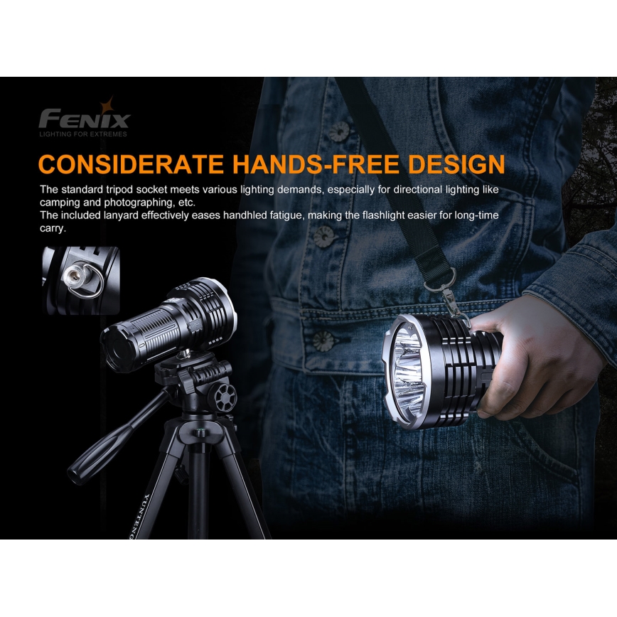 Fenix LR50R - LED Rechargeable flashlight 4xLED/USB IP68 12000 lm 58 hrs