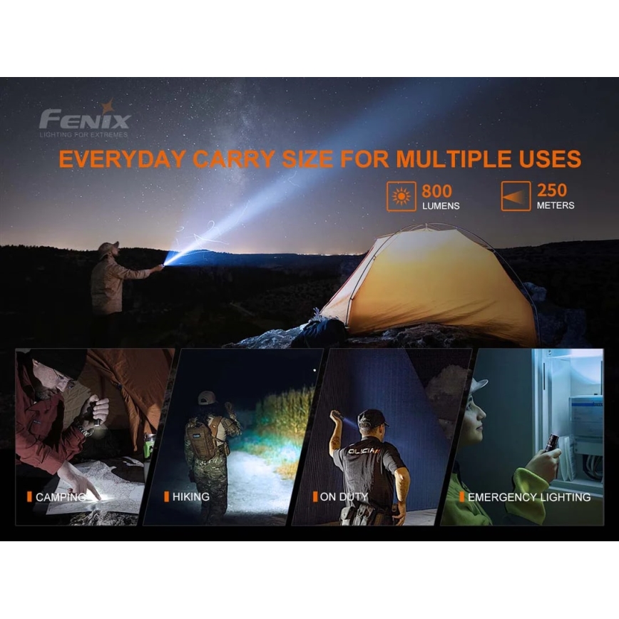 Fenix PD25R - LED Rechargeable flashlight LED/1xCR123A IP68 800 lm 70 h